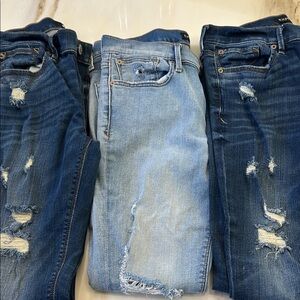 Distressed Denim Jeans Trio